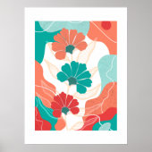 Poster Fleurs sur fond abstrait (Devant)