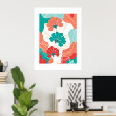 Poster Fleurs sur fond abstrait (Bureau à domicile)