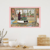 Poster Fleurs sur la fenêtre Sill Larsson toile d'impress (Cuisine)
