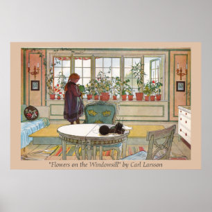 Poster Fleurs sur le rebord de fenêtre Carl Larsson Impri