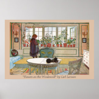 Poster Fleurs sur le rebord de fenêtre Carl Larsson Impri
