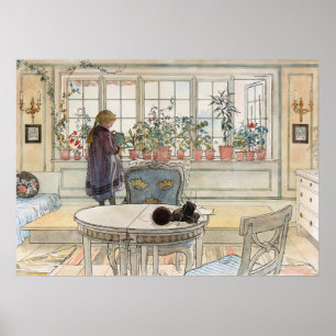 Poster Fleurs sur le rebord de la fenêtre, 1895 par Carl 