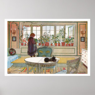 Poster Fleurs sur le rebord de la fenêtre par Carl Larsso