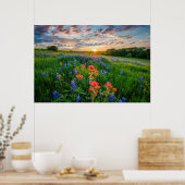 Poster Fleurs | Texas Bluebonnets & Indian Paintbrush (Cuisine)