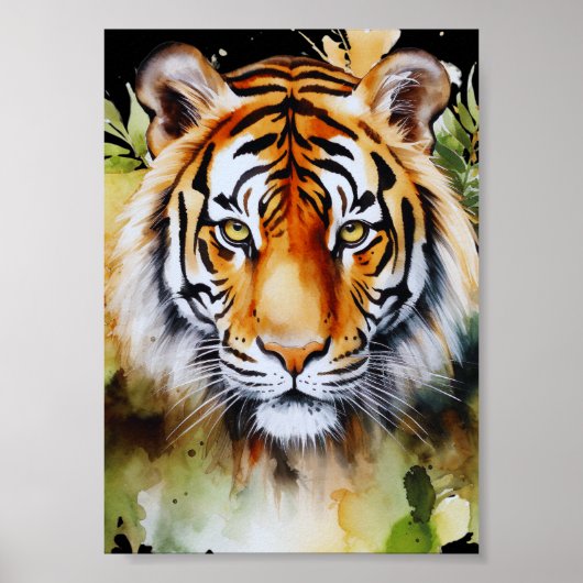 Poster Fleurs Tiger Pastel Safari Aquarelle Savannah (Devant)