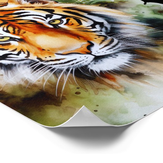 Poster Fleurs Tiger Pastel Safari Aquarelle Savannah (Coin)