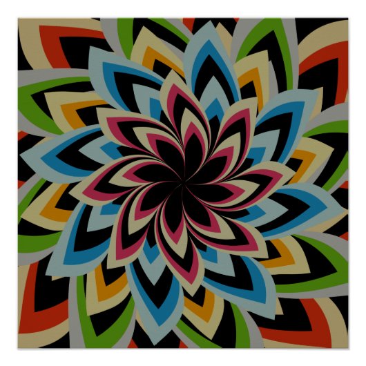 POSTER FLEURS TOURBILLON COLORÉES (Devant)