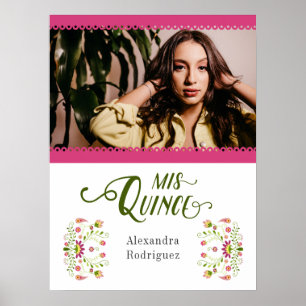 Poster Fleurs Traditionnelles Mexicaines Roses Photo Quin