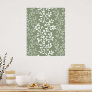 Poster Fleurs Traînantes Vert Sérénité - Art Botanique