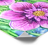 Poster Fleurs transparentes imprimables Peinture aquarell (Coin)