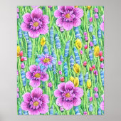 Poster Fleurs transparentes imprimables Peinture aquarell (Devant)