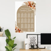 Poster Fleurs tropicales boho arche terre cuite pampas he (Bureau à domicile)