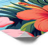 Poster Fleurs tropicales colorées et paysage (Coin)