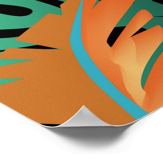 Poster Fleurs tropicales et composition d'oiseaux. (Coin)