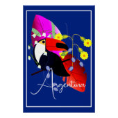 Poster Fleurs tropicales et Toucan (Devant)