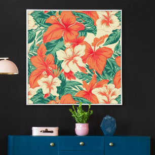 Poster Fleurs tropicales motif Hawaiian vibe
