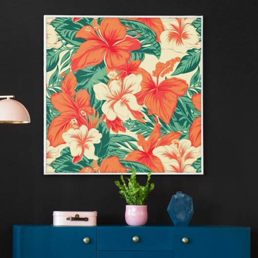 Poster Fleurs tropicales motif Hawaiian vibe