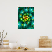 Poster Fleurs Turquoise Spirale (Cuisine)