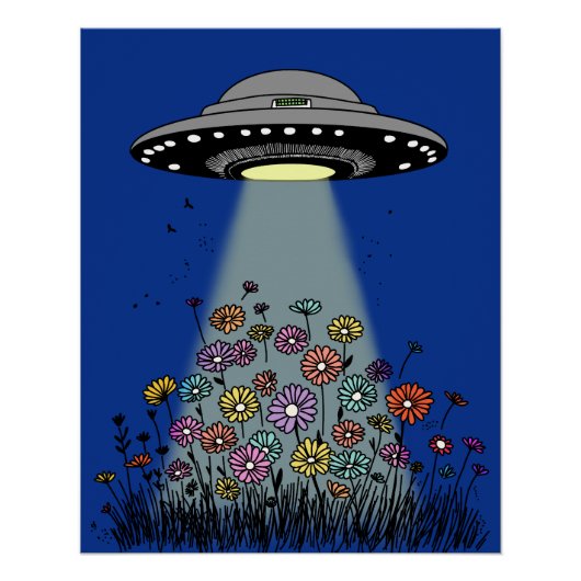 Poster Fleurs UFO en flammes (Devant)