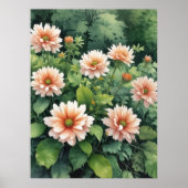 Poster Fleurs Verdure Elégante Aquarelle (Devant)