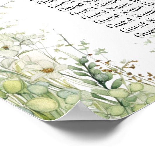 Poster Fleurs vertes Dusty Sage 11 Tables Siège Mariage (Coin)
