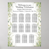 Poster Fleurs vertes Dusty Sage 11 Tables Siège Mariage (Devant)