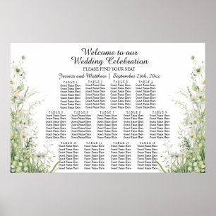 Poster Fleurs vertes Dusty Sage 13 Tables Siège Mariage