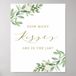 Poster Fleurs vertes et blanches Combien de baisers Jeu