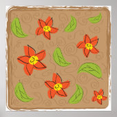 Poster Fleurs Vertes Et Oranges (Devant)