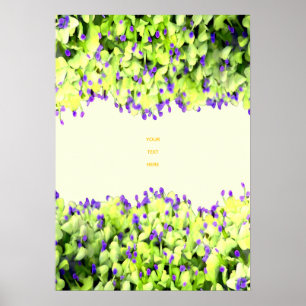 Poster fleurs vertes et violettes