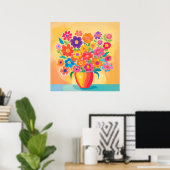 Poster Fleurs Vibrantes dans la Simplicité (Bureau à domicile)