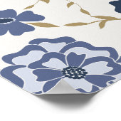Poster Fleurs Vin Bleu Art Botanique Imprimer (Coin)