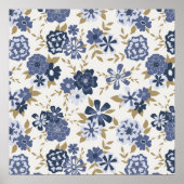 Poster Fleurs Vin Bleu Art Botanique Imprimer (Devant)