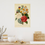 Poster Fleurs vintages, Camellias et Narcisse, Redoute (Cuisine)