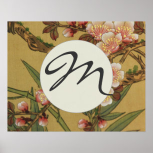 Poster Fleurs vintages de cerises Fleurs japonaises asiat