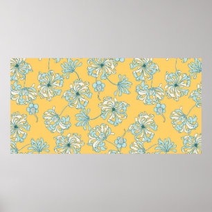 Poster Fleurs vintages de chrysanthème Pat vintage sans