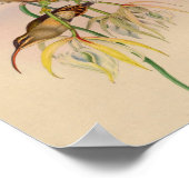 Poster Fleurs vintages d'impression de colibri de 1861 (Coin)
