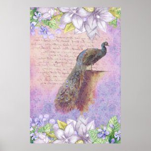 Poster *~* Fleurs Vintages Français Peacock Victorien AR2