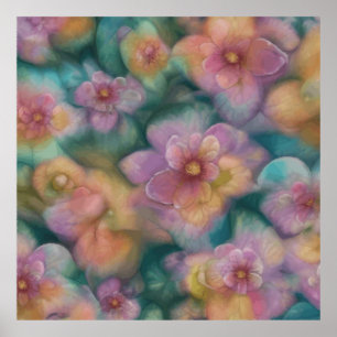 Poster Fleurs Vintages Imaginaires Peintes En Aquarelle