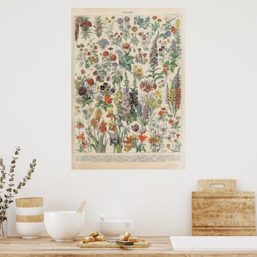 Poster Fleurs vintages par Adolphe Millot (Cuisine)
