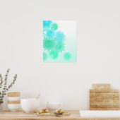 Poster Fleurs vintages romantiques turquoise (Cuisine)