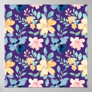 Poster Fleurs Vintages sans couture