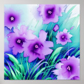 Poster Fleurs violettes à l'aquarelle (Devant)