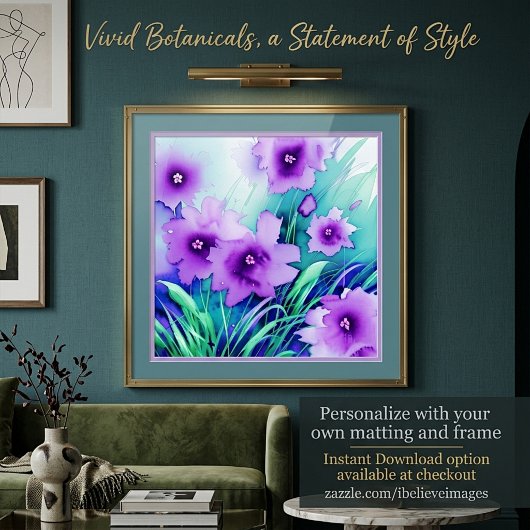 Poster Fleurs violettes à l'aquarelle
