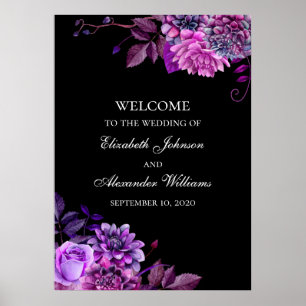 Poster Fleurs violettes à l'aquarelle. Bienvenue au maria