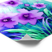 Poster Fleurs violettes aquarelle (Coin)