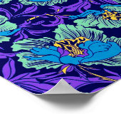 Poster Fleurs violettes et bleues William Morris (Coin)