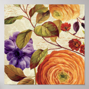 Poster Fleurs violettes et orange