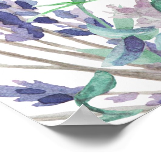 Poster Fleurs violettes et turquoises. Signal d'accueil m (Coin)