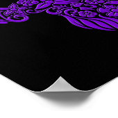 Poster Fleurs violettes et vignes Design crâne sur noir (Coin)